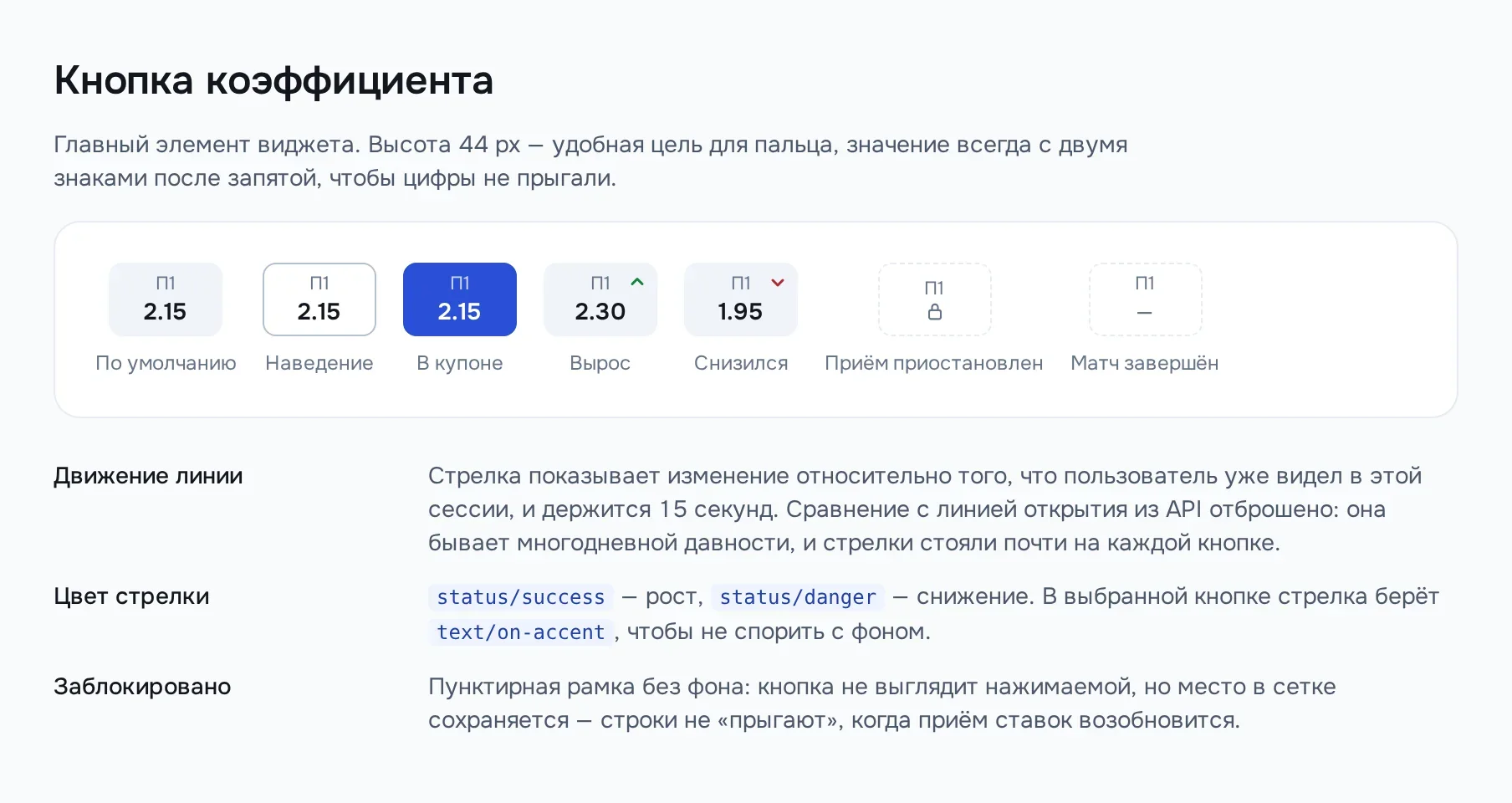 Семь состояний главного компонента и правила к ним